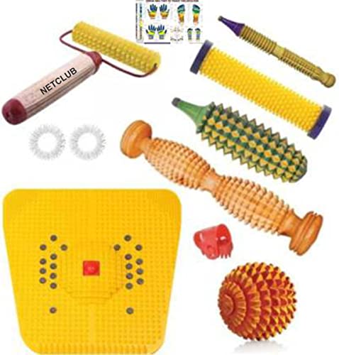 NETCLUB Acupressure Massager Tools Kit Combo with Bio magnetic Power Mat, Foot Roller, Hand Roller And Other Body Massager fitness Products slimming tummy trimmer