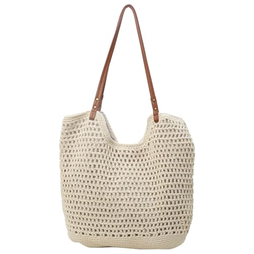 Beach Crochet Bag for Women, Aesthetic Hobo Mesh Woven Tote Simple