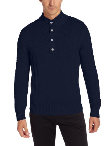 Alex Stevens Men's Two-Cable Quarter-Button Sweater