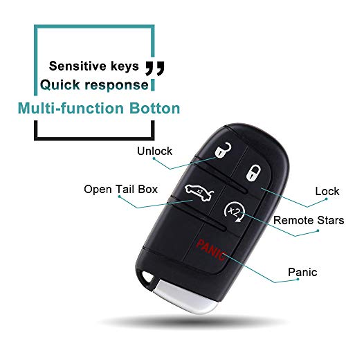 Selead Flip Key Fob 5 Buttons Keyless Entry Remote Fit For 2011-2016 For Chrysler 300 For Dodge For Charger For Jeep For Grand For Cherokee Antitheft Keyless Entry Systems M3N32337100 1Pc Us Stock #TOP2