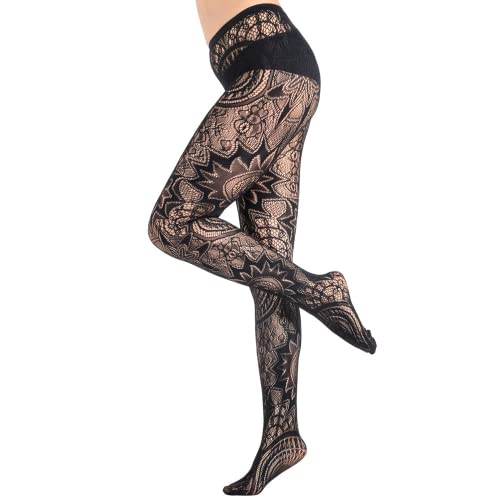 Image of Fishnet Stockings Lace Patterned Tights High Waist Pantyhose Fishnets for Women