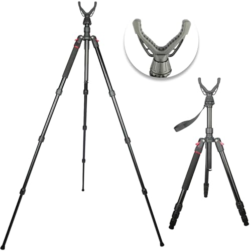Image of Adjustable Shooting Tripod for Rifles,Shooting Stick 3-in-1 Convertible Tripod /Monopod /Bipod, 22.8″-61″ Height, Lightweight Aluminum Alloy with Carrying Bag, Stable Rifle Rest for Hunting Outdoor