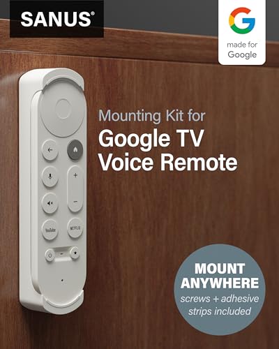 Support Google TV Streamer avec fixation murale SANUS anti-perte de télécommande