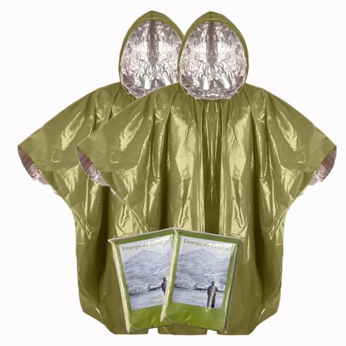 Vonctixe Thickened Emergency Rain Poncho and Survival Blanket