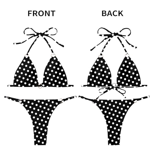 Image of MIKETAI Sexy Bikinis for Women 2 Piece Bikini Spaghetti Strap Swimsuits Solid Color Bathing Swimwear Triangle Bathing Suit