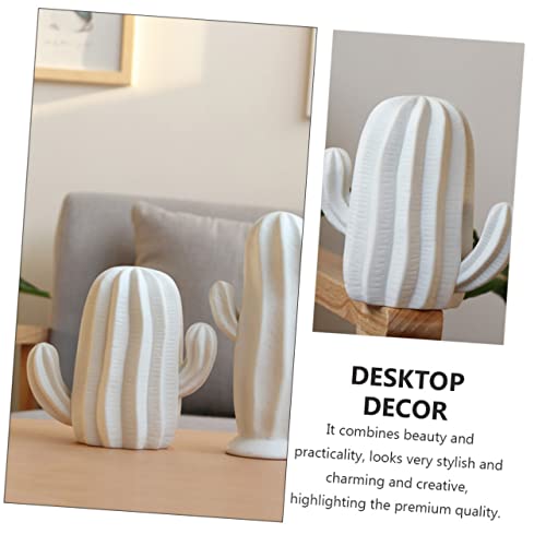 Figura de Cactus Cerámica Blanca para Decoración Hogar miniatura 6