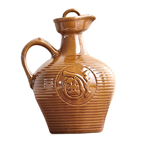 Mobestech Pot à Vin En Céramique Antique Anse Capacité 1 Jin Bouilloire à Vin Domestique Portable Pour Maison Et Bureau