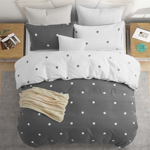 Hafaa Double Duvet Set Soft Printed Bedding Set Brushed Microfiber Duvet Cover with Pillowcases (Doted 200x200 CM) - Cosy Home Interiors Hafaa Double Duvet Set Soft Printed Bedding Set Brushed Microfiber Duvet Cover with Pillowcases (Doted 200x200 CM) - Image 4