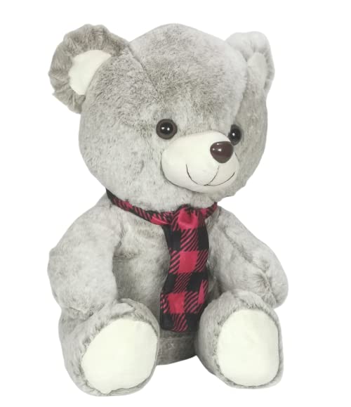 Sheru FunlandCute Teddy Bear Wearing Scarf for Boys and Girls, Stuffed Animal, Super Soft Cuddling Fun, Gift for All seasons, Get Well, Birthday, Baby Shower (Light Brownish Grey)