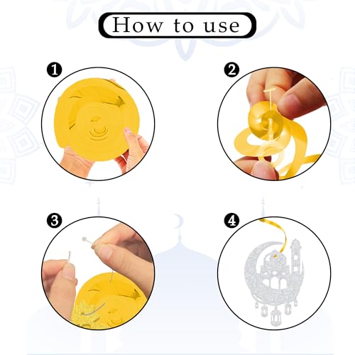 38PCS Ramadan Mubarak Decorations Umrah Mubarak Hang Swirl Star Moon Lantern Decor Sign for Eid Festival Muslim Islam Party Decoration Supplies - Image 6