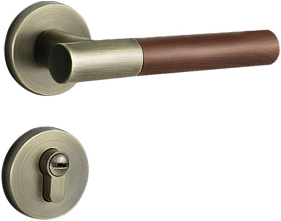 Indoor Walnut Wood Grain Silent Split Lock Chinese Style Simple Bedroom Door Lock Magnetic Suction Household Wooden Door Lock Handle(Aoki 7255 Magnetic)