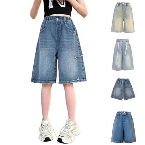 Generic - Teen Girls Baggy Jean Shorts - Knee Length Wide Leg Y2K Bermuda Denim Jorts for School, Blue, 13-14 Years - Best Deal on Amazon
