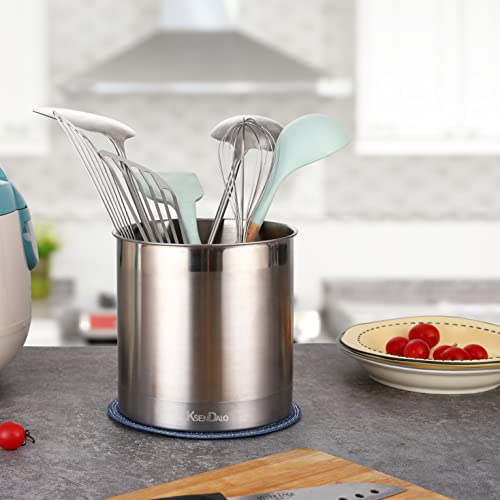 Ksendalo Jombo Steel Holder Utensil Crock 7Inch Tall,Utility Sturdy Heavy Large Utensils Holder Stainless Silverware Holder For Kitchen Home And Office… #TOP2