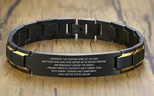 Navy Veterans Bracelet Gifts - Navy Veterans Bracelet Christmas - Navy Vets Birthday Gift - Men Black Stainless Steel Bracelet Gift for US Navy Vets - I am a United States Sailor. - Image 4