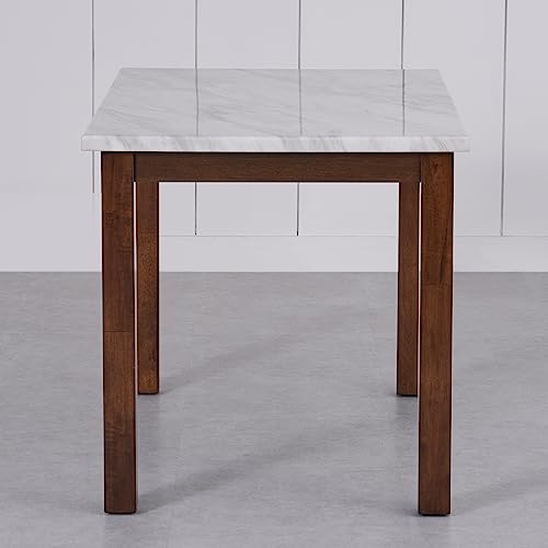 Image of Home Centre 4 Seater Harmony Faux Marble Top Dining Table |Faux Marble Dining Tables for Dining Room|(White) 1 Year Warranty