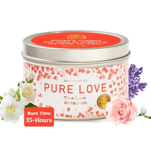 Magnificent 101 Long Lasting Pure Love Aromatherapy Tin Candle | 6 Oz - 35 Hour Burn | All Natural Soy Wax with Sage, Rose, Lavender for Energy Cleansing, Purification, Manifestation