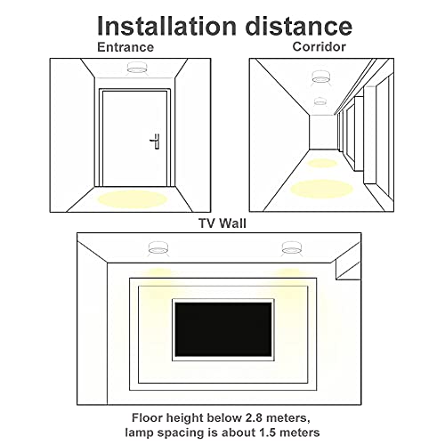 Chenben Flush Mount Ceiling Light,Ceiling Light Fixture Ultral Thin 25W 6500K 5.51 Inch,Black Light Fixture For Kitchen/Bathroom/Aisle/Closet Lighting,2 Pack #TOP4
