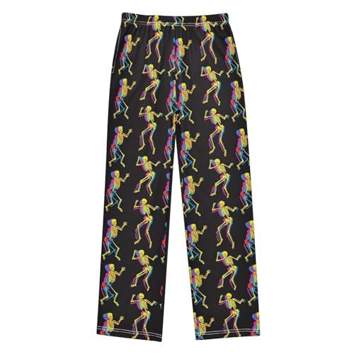 Pajama Pants Lounge Sleep PJ Bottoms Sleepwear Elastic Waist Drawstring S Skeleton Dancing Shadow