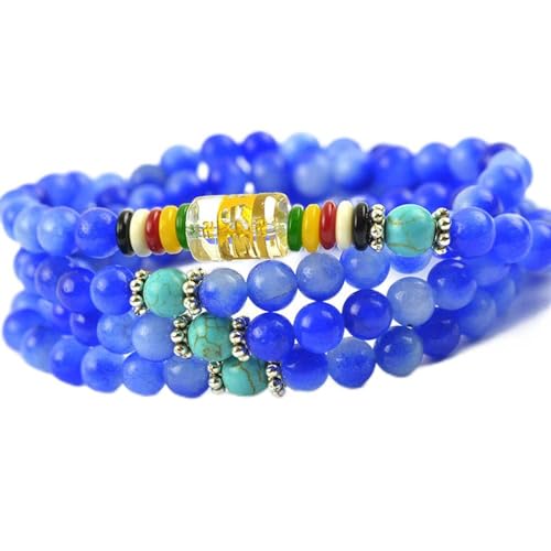 Pulsera de Cuentas de Zafiro Azul para meditación diaria y yoga en casa