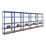 PROREGAL Mega Deal 5X Schwerlastregal Ragnar HxBxT 180x90x40cm mit Fachlast 175kg Blau Garagenregal Kellerregal Werkstattregal Lagerregal Steckregal