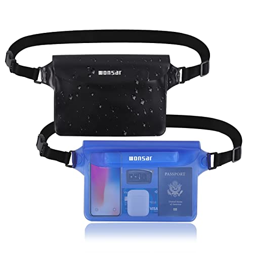 WONSAR 2 PCS Bolsa Impermeable, Riñonera Impermeable, Bolsa estanca Impermeable con Correa Ajustable para Deportes acuáticos, Playa, natación, Surf, etc Cover