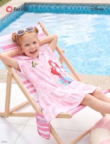 Image of Disney Princess Frozen Stitch Marvel Minnie Girl Swim Cover Up Terry Cloth Swimsuit Coverup Zip-up Bathing Suit Wrap Hooded