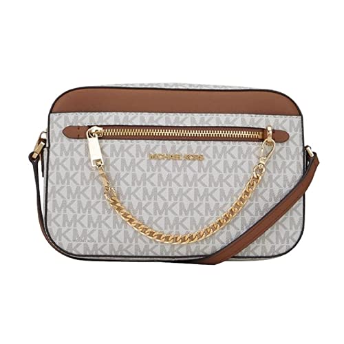 MICHAEL KORS Bolsa transversal grande de couro Jet Set, Baunilha Sig / Bagagem, Large