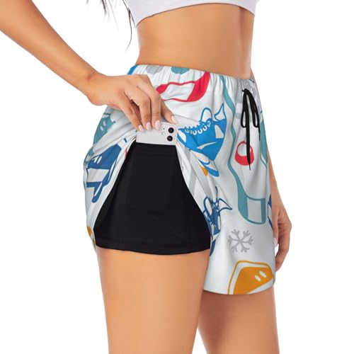Short de sport femme anti-irritation noir L double couche pour running et entraînement