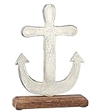 silber figuren kaufen Metall Anker silber auf Holzfuß