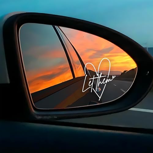 Image of 2Pcs Let Them Rearview Mirror Decal, Waterproof Vinyl, 1.6x2 Inches, Selflove Inspiration, Christian Bible Decal
