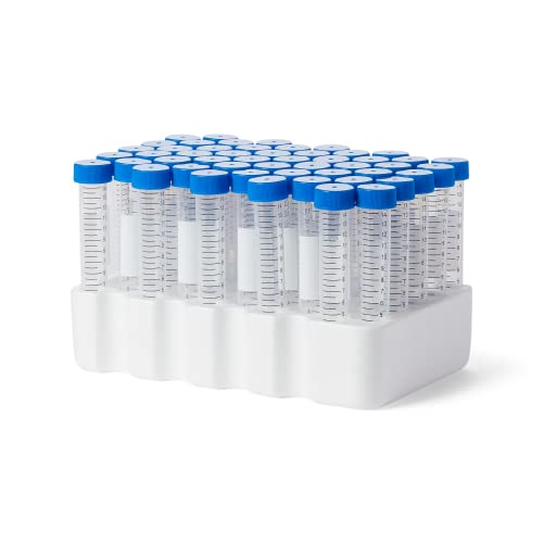 United Scientific™ D1003 Sterile Polypropylene Conical Bottom Centrifuge Tubes with Black Graduations, Blue Cap, 15ml Capacity, Pack of 50