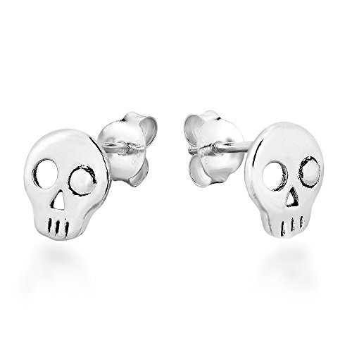 Aeravida Punk Mini One-Eyed Skull .925 Sterling Silver Stud Earrings | Sterling Silver Skull Stud Earrings For Women | 925 Stud Earrings Jewelry Gifts | Skull Earrings Sterling Silver #TOP1