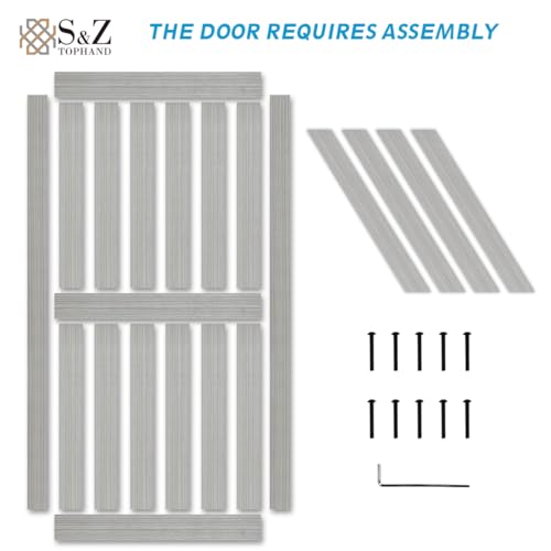 Image of S&Z TOPHAND 34in x 84in MDF Elephant Gray Barn Door with 6.6FT Sliding Hardware Kit, Solid Barn Door Slab Covered with Water-Proof PVC Surface /Simple Assembly is Required