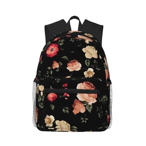 Sac à dos imprimé floral noir parfait pour vos balades d'automne et sorties quotidiennes