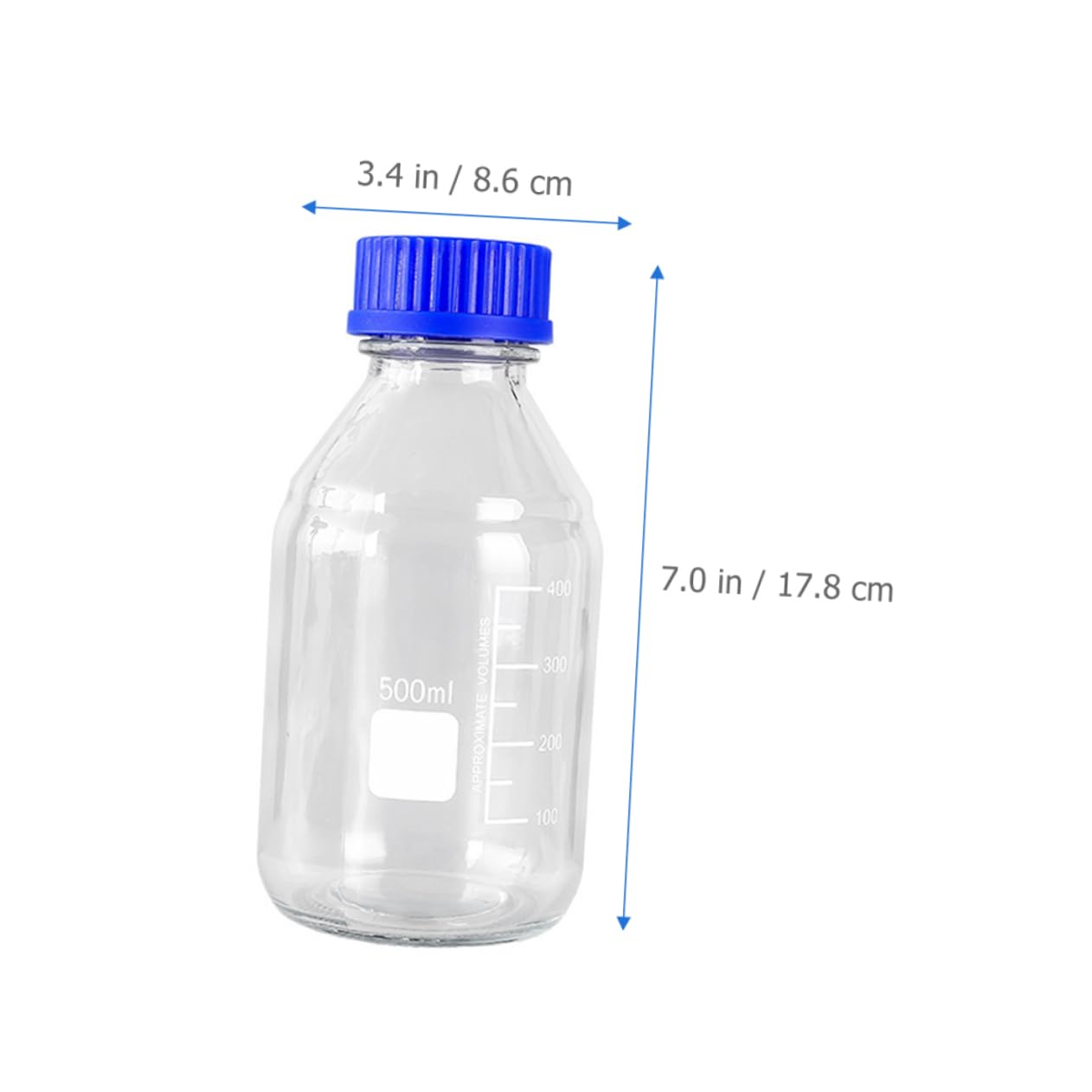 GLEAVI Flacons de Réactifs en Verre Étanche Lot de 3 500ml Bouteille Chimique à Large Ouverture Bouchon à Vis pour Laboratoire