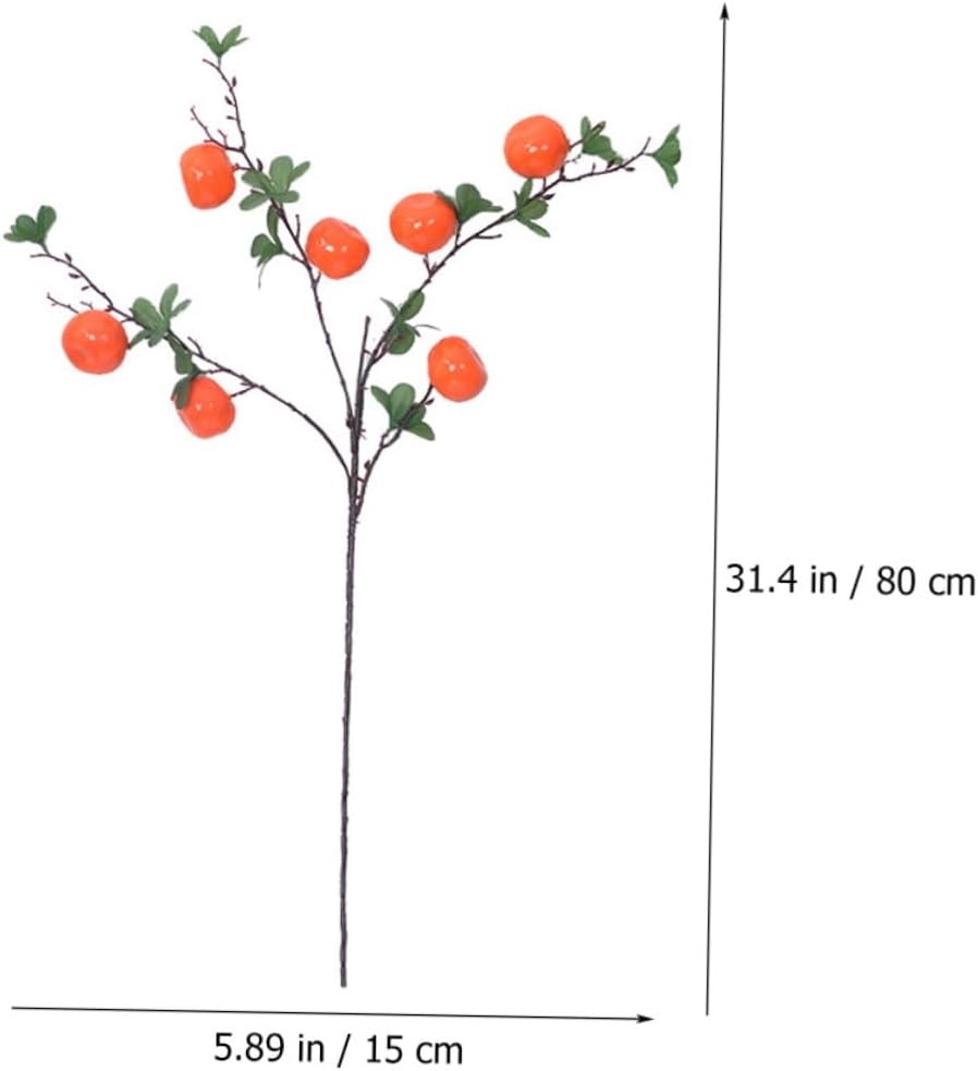 Artificial Orange Branches Fake Fruit Ornaments 7-Head Simulation Decorative Fruit Plant Centerpiece for Living Room Kitchen Table Display