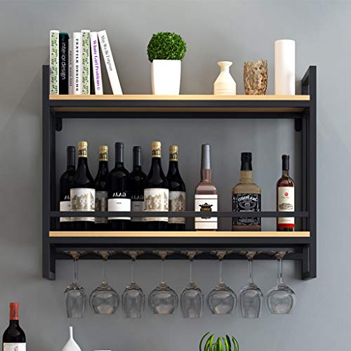 Soporte de vino de pared en metal y madera 80 cm x 20 cm miniatura 4