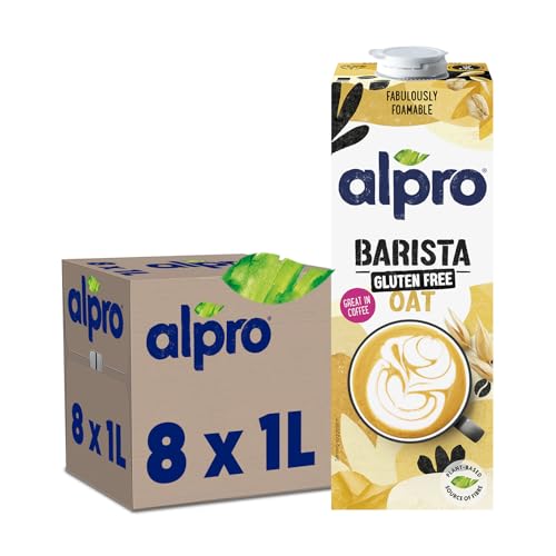 Alpro Haferdrink Barista, Glutenfrei, Pflanzliche Milchalternative, Vegan, Laktosefrei, UHT, 8x1L ...