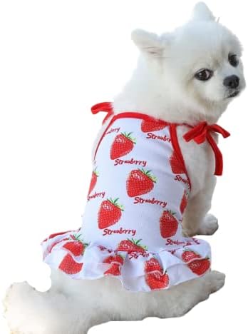 Harkaji Pet Clothes,Lovely Summer Fruit Dog T-Shirt Puppy Clothes Dog Skirt Dress Cats Clothes for Small Dogs Cats Puppy (XS, Strawberry Skirt)