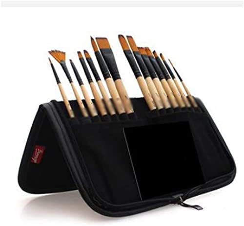 Juego de 14 Pinceles de Pintura, Pinceles acrílicos for Acuarela con Estuche for lápices for Artistas Escolares, Pintura y Dibujo (Color : A)