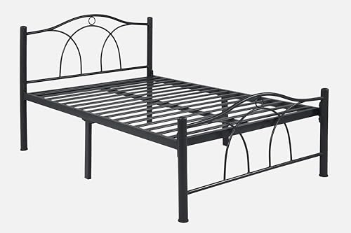 Image of Alto Metal Extra Single Size Bed Without Storage | Wrought Iron Cot with Headboard & Footboard| Sturdy Powder Coated Platform Bed Extra Single Size Cot for Bedroom (Alto Black)