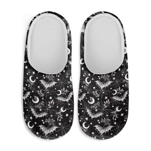 Forchrinse Halloween House Slippers for Women Men Closed Toe Flannel Guest Slippers Reusable Spa Slipper
