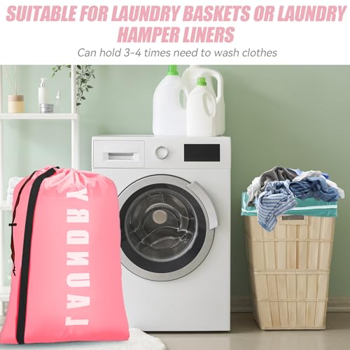 Isink Heavy Duty Laundry Bag with Strap,2 Pack Travel Laundry Bags for Dirty Clothes,24" x 36" Large Laundry Bag for Traveling,Camping,Dorm (Cyan + Pink) by Isink - Used condition - Image 5
