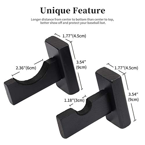 image for AK KYC Baseball Bat Display Wall Mount Holder Horizontal Rack Brackets