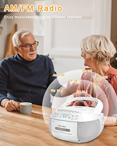 Cd Cassette Boombox Player Combo With Bluetooth,Am Fm Radio,Sunoony Remote Control With Dual Speakers,Tape Recording,Aux/Usb Drive,Ac/Dc Powered,Lcd Display,Headphone Jack For Home,Kids,Seniors,Gift #TOP4