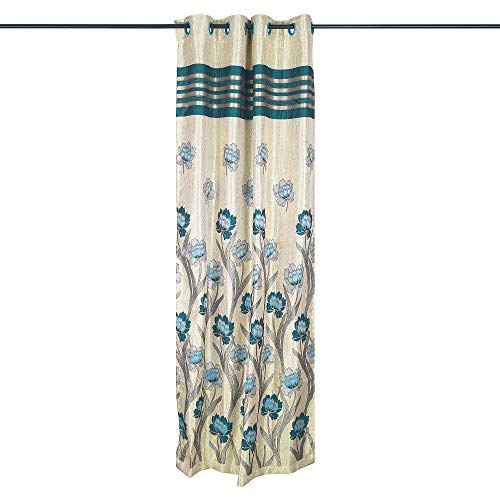 Image of Story@Home Set of 4 Piece Jacquard Multi Eyelet Fancy 5 feet Premium Designer Window Curtains, 60 inch X 46 inch, Cream