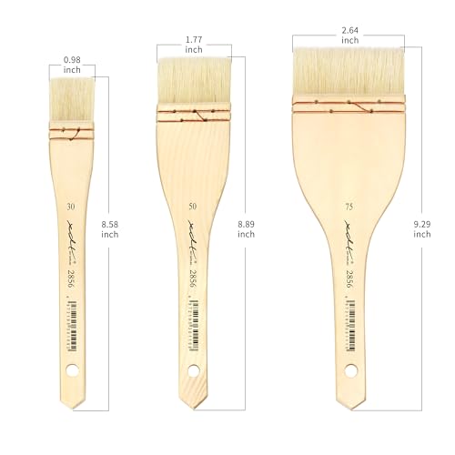 XDT#5249 Hake Artist Paint Brush 3 Piece Set Medium Soft Premium Goat #1.06in #1.77in #2.76in, Acrylic Oil Watercolor by XDT Art Supplies - Image 2