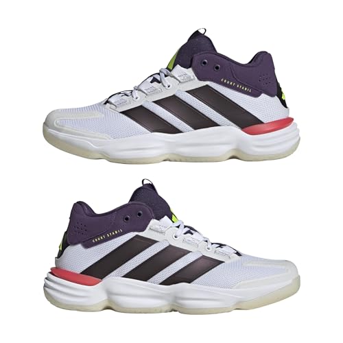 adidas Homme Courtstabil Indoor Performance Shoes Chaussures de Sport, Cloud White/Aurora Met. / Aurora Plum, 40 2/3 EU