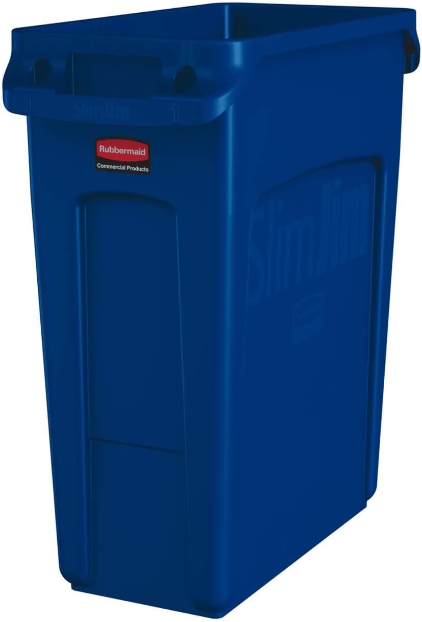 Rubbermaid Commercial Products Vented Slim Jim Waste Receptacle Bin 60 Litre Blue 1971257