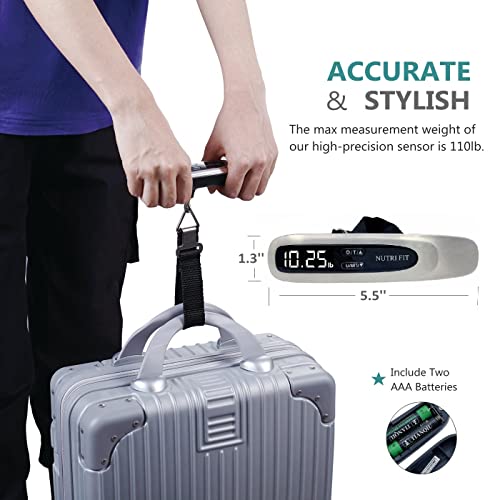 Nutri Fit Luggage Weight Scale Heavy Duty 50 Kg/110 Lbs Handheld Digital Portable Travel Backpack Scale With Hook For Baggage Suitcases In Airport, Target Setting & Overweight Alert #TOP5
